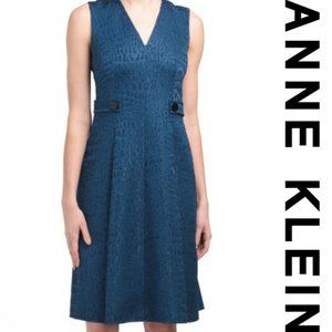 ANNE KLEIN Jacquard Croco Print Fit & Flare Dress